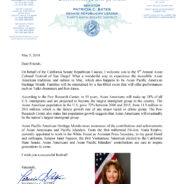 California State Senator Patricia Bates Welcome Letter